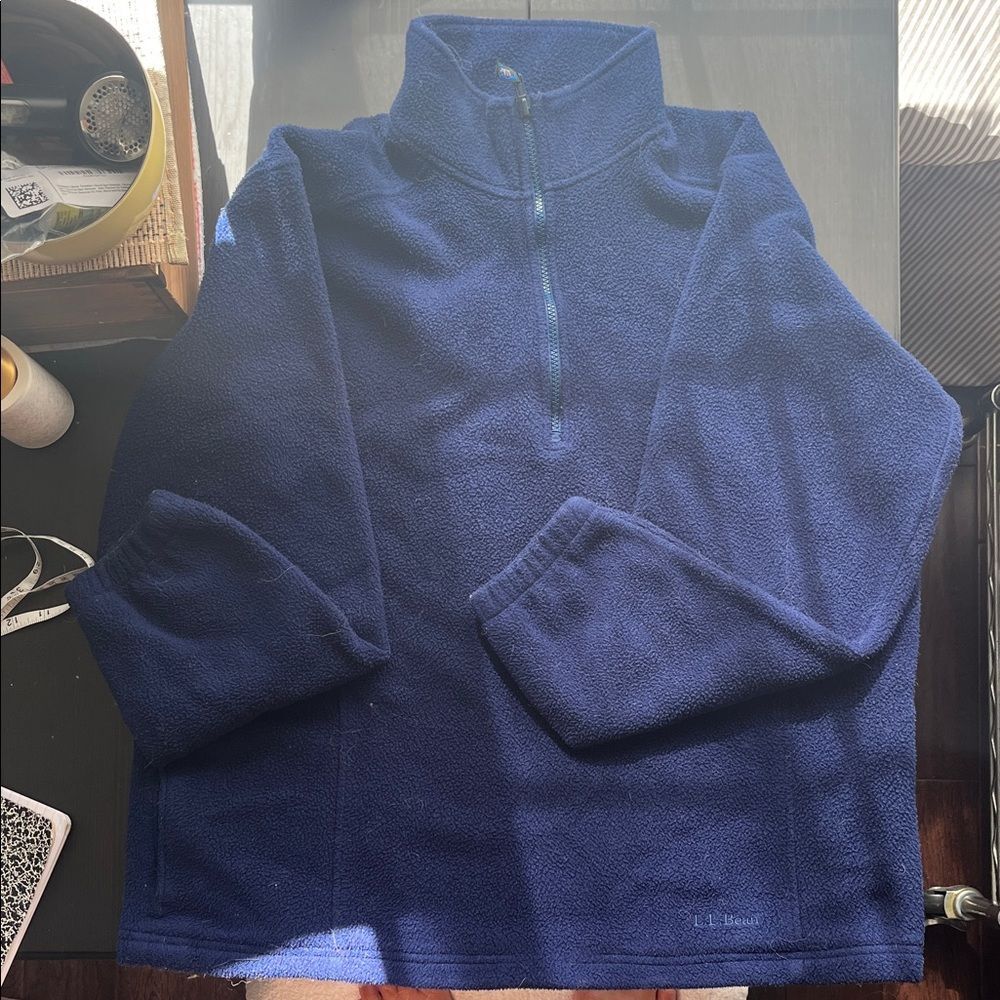 Vintage Oversized L.L. Bean Men's Navy Quarter Zip-Up Sweater XL